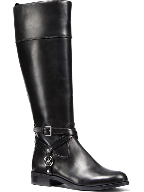 michael kors tall black leather boots|Michael Kors kara bootie.